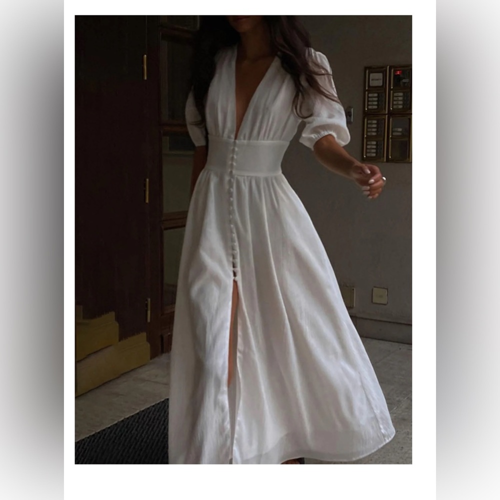 Commense Frenchy Button Split Long Dress - Picture 2 of 4